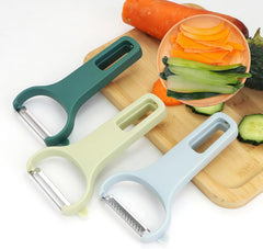 Vegetable Peelers for Kitchen, 3 Stainless Steel Blades Straight/Serrated/Julienne Peeler, Y Shape for Carrot Cucumber Potato Veggie Fruit (3 Color Set, Regular-Steel Blades)