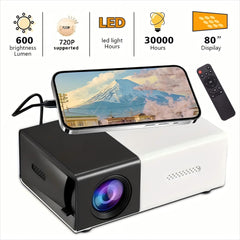 Portable Cinema Projector,Mini Projector Portable, Easy Setup for Indoor Office Events and Parties,Christmas Gift,Children's Gift, Birthday Gift,Compatible With USB/SD/AV/HD And Other Devices
