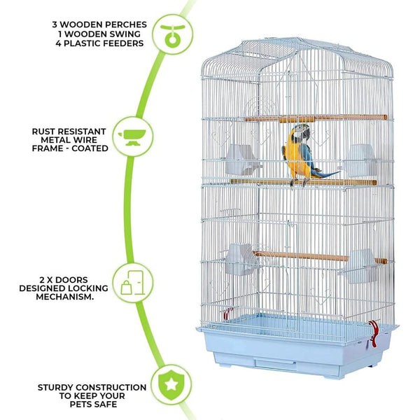 Large Metal Bird Cage for Budgie Parakeet Canary Cockatiel Finch or Lovebird by Crystals (Black)