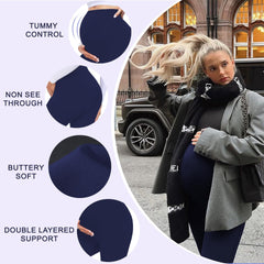 2pcs Women'S Cotton Maternity Leggings Over Bump | High Waist Pregnancy Yoga Pants | Super Soft & Stretchy Buttery Feel | Ankle Length Support Trousers for Expecting Mothers | UK Sizes 8-22 | Plus Size Comfortable Everyday Wear