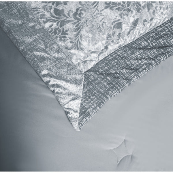 3 Piece Velvet Quilted Bedspread Set Jacquard Damask Bed Cover with Pillow Shams | Luxury Soft Polyester Bedspread for Double King Super King Beds | Modern Elegant Bedroom Bedding Set