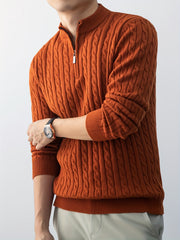 Christmas Gift for Men, New Twist Zipper Collar Pullover Sweater, Autumn And Winter Style, with Velvet, Thickened, Warm And Cold-Resistant, Can Be Worn Inside Or Outside, Casual And Versatile Essential, Knit