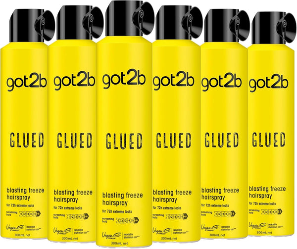 Got2B Glued Blasting Freeze Hairspray 300 Ml, Glued Hairspray for up to 72H Ultra Strong Hold, Hairspray Got2B, for Extreme Hairstyles, Vegan Formula