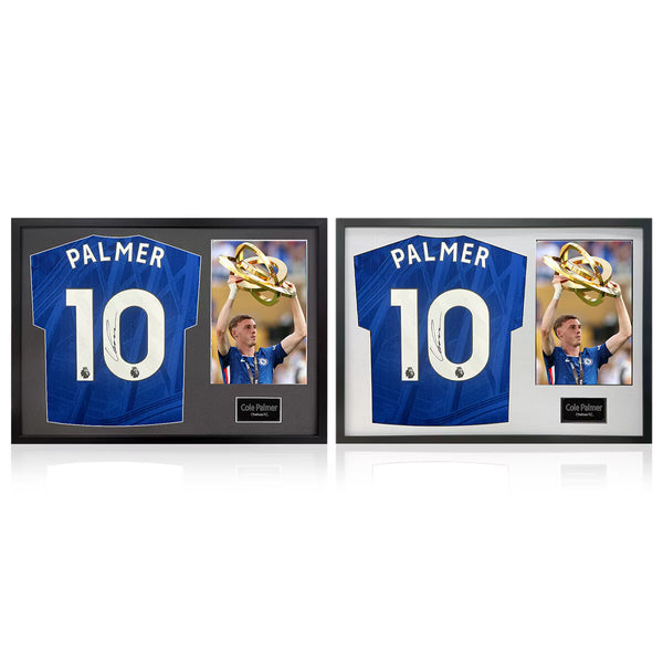 Cole Palmer Signed Framed Chelsea Football Shirt Including 1 Photo in 2 Options: White or Black Mount