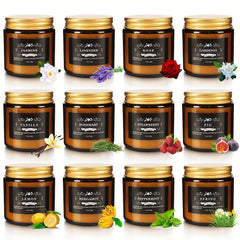12pcs 3.5-ounce Scented Candles, Retro And Exquisite Design, Soft Fragrance, Soy Wax Amber Candles, Perfect for Valentine's Day, Weddings, Birthdays, Parties, Yoga, Swimming Pools, Home Decoration And As An Excellent Gift for Friends And Family.