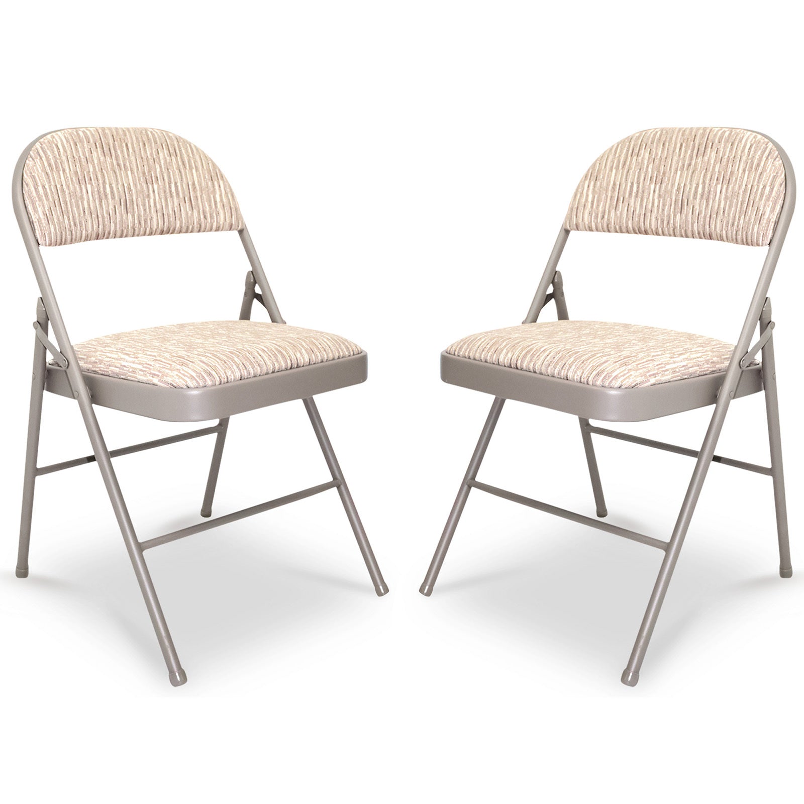 Set Of 2 Deluxe Fabric Padded with Heavy Duty Steel Metal Frame Folding Back Rest Chair for Home Garden Office Computer Desk