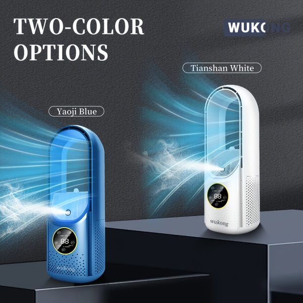 Leafless Portable Air Conditioner Fan, Safe And Hassle-Free with Bladeless Design, Six-Speed Quiet Cool Fan, 1-6 Hour Timer Shutoff, Built-In Humidification Function, Water And Ice Compatible, Suitable for Bedroom, Room, Office, Tent