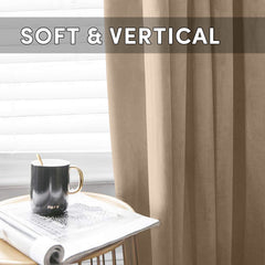 2pc Luxury Velvet Curtain Panels with Free Matching Velvet Cushion Cover – Thermal Insulated Grommet Top Drapes, Energy Saving Curtain Panels for Bedroom & Living Room Home Decor, Perfect Holiday Gift