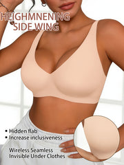 Full-Coverage Push-Up Bra - High Wire-Free Lift, Non-Detachable Padding, Soft T-Shirt Compatible Strap, Casual And Formal Elegant Lingerie, Hand Washable (No Underwire, One-Piece Design)