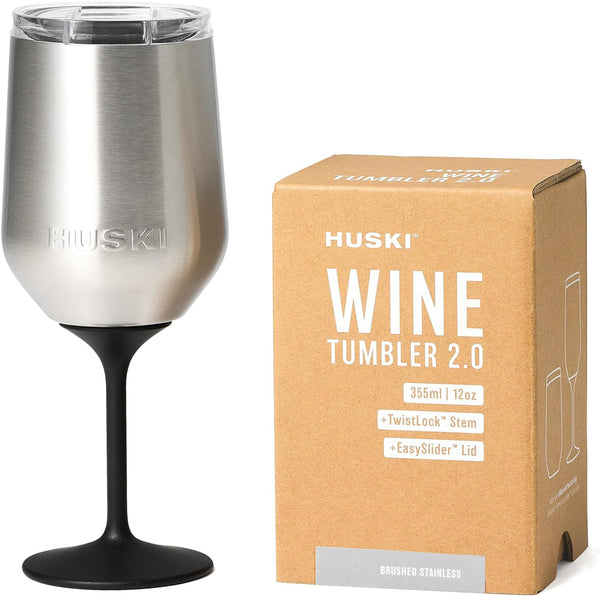 Huski Wine Tumbler 2.0 | New | Award-Winning Design with Detachable Stem | Premium Stainless Steel Wine Glass with Lid | Triple Insulated Tumbler | 355Ml Capacity | Great Gift (Powder Pink)