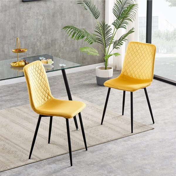 mcc direct Set of 2 Designer Velvet Chairs Fabric Dining Chairs with Metal Legs-Lexi Chairs