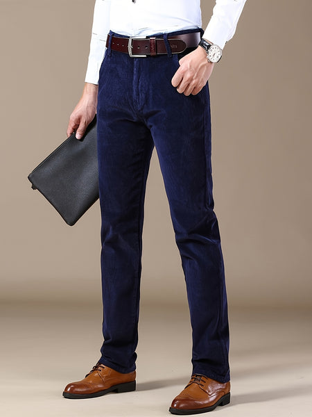 Men's Four-Season Corduroy Slim Fit Straight-Leg Casual Trousers