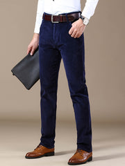 Men's Four-Season Corduroy Slim Fit Straight-Leg Casual Trousers