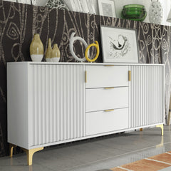 Tide Crest 140cm Modern Sideboard with Gold Accents and Storage