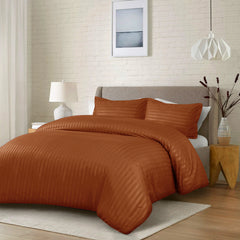 Premium Hotel Quality Satin Stripe Duvet Cover Set Double with Pillowcases | Reversible Soft Quilt Bedding | Easy Care Breathable Luxury Quilt Cover
