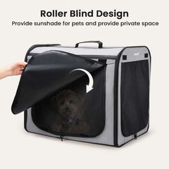 Dog Car Carrier Stable and Light Weight, 61×45×52Cm Dog Carrier for Cars, Portable Dog Car Crate with Breathable Windows, Foldable Pet Carrier for Both Indoor and Outdoor Use, Pet Travel Crate Grey