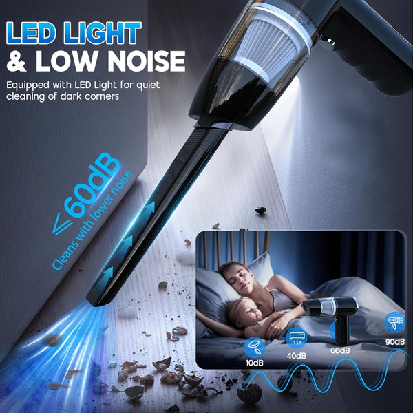 [Car Wireless Vacuum Cleaner] 15000Pa Large Suction Power Handheld And Portable, Long Battery Life Fast Charging with Flat Suction Head, Powerful Vacuuming, Hair Removal, Pet Hair, Nook And Cranny Cleaning, Dust And Hair In The , And Suck It Up