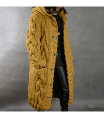 2026 New Women's Fashion Oversized Cardigan Sweater Coat, Casual Hooded Cardigan, Medium-Length Sweater Coat