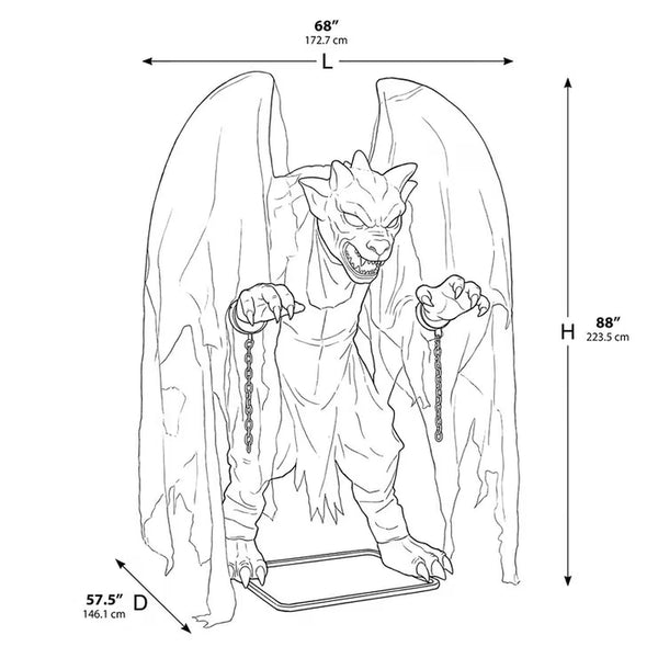 Halloween 7.5Ft (2.3M) Animated Gargoyle with Lights & Sounds