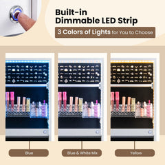 DORTALA Lockable Jewelry Armoire Standing Jewelry Cabinet W/ LED Lights, Jewelry Armoires