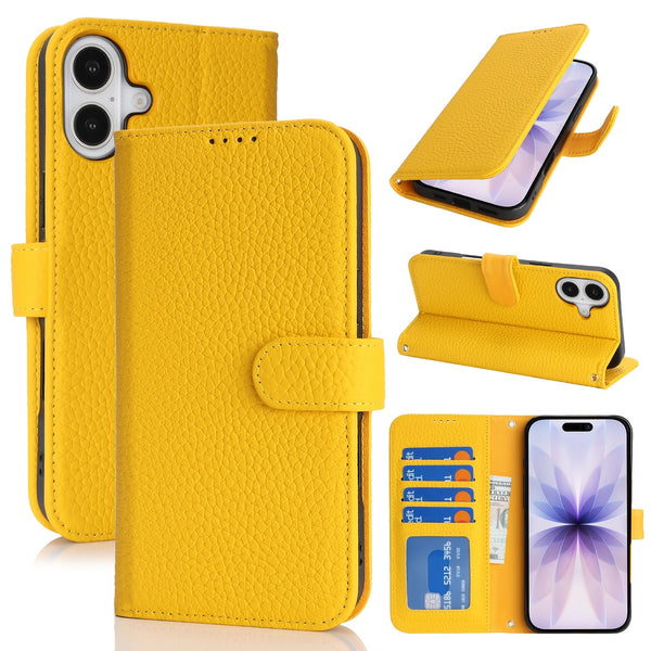Phone Case: Magnetic Closure Genuine Leather Wallet Case for iPhone 17 Series RFID Blocking 4 Card Slots Premium Protection for 17 Pro Max 17 Air 17 Pro
