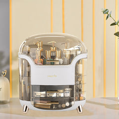 Jewelry Storage Box, Portable Makeup Storage Organiser with Clear Lid, Skincare Organiser Drawers Beauty Holder Cosmetic Organisers for Bathroom, Dressing Table Organisers, L28*W20*H34cm, White