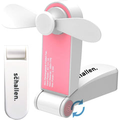 Schallen Portable Mini Folding Pocket Fan USB Rechargeable Electric Handheld Desk Fan Foldable Travel Cooling Fan with Quiet Motor Soft Blades Safe Design Lightweight Personal Fan for Home Office Desk Travel Camping Commuting Summer Cooling Fan (White Gre