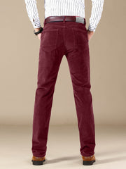 Men's Four-Season Corduroy Slim Fit Straight-Leg Casual Trousers