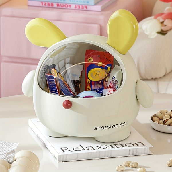 Cute Pink Poodle Dog Desktop Organizer Bin with Flip Lid