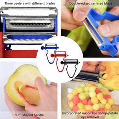 Magic Trio Peeler Set of 3 Fruit Vegetable Cutter Stainless Steel