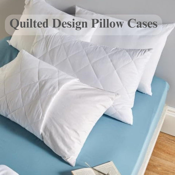 Waterproof Quilted Pillow Protectors 48x74cm – 100% Polyester, Extra Soft, Breathable, Zippered Pillow Covers, 2-Pack (White)