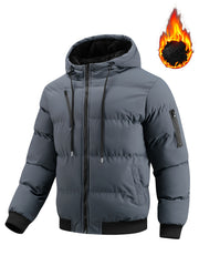 Winter Plush Jacket Thick Warm Jacket Hooded Jacket Casual Outdoor Jacket Solid Color Zipper with Plush Thickening