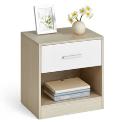 Bedside Table, Side Table with Drawer, Handle, Open Compartment,Easy Assembly, Perfect for Living Room or Bedroom