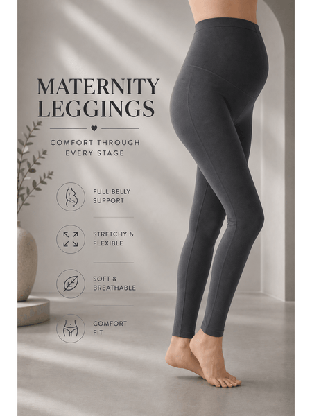 Maternity Leggings for Women – High Waist Over Bump Pregnancy Leggings | Soft Stretch Soft Touch Fabric | Pregnancy Leggings for Everyday Wear, Lounge, Work & Exercise