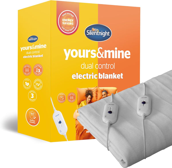 Silentnight Comfort Control Electric Blanket Double - Heated Electric Underblanket with 3 Heat Settings, Fast Heat Up, Overheat Protection and Easy Fit Straps - Machine Washable - Double 135X120Cm