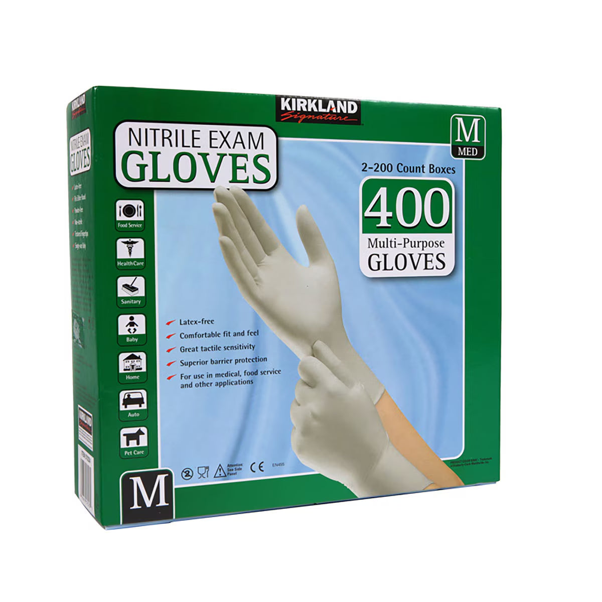 Kirkland Signature Medium Nitrile Gloves, 2 X 200 Pack