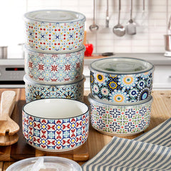Signature Stoneware Bowls with Lids, 6 Pack