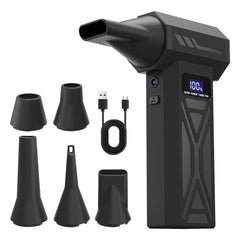 Turbine Fan with 140000 Revolutions Per Minute Powerful Blowing -4-Speed Speed Regulation, Multi Head Nozzle, LED Light, Suitable for Car Snow Removal, Computer Dust Removal, Grill Cleaning, Outdoor Camping, And Home Ventilation Maintenance, Wireless Port