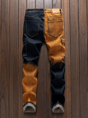Fashionable Comfortable Street Style Casual All-Match Men'S Individual Multi-Pocket Biker Style Jeans