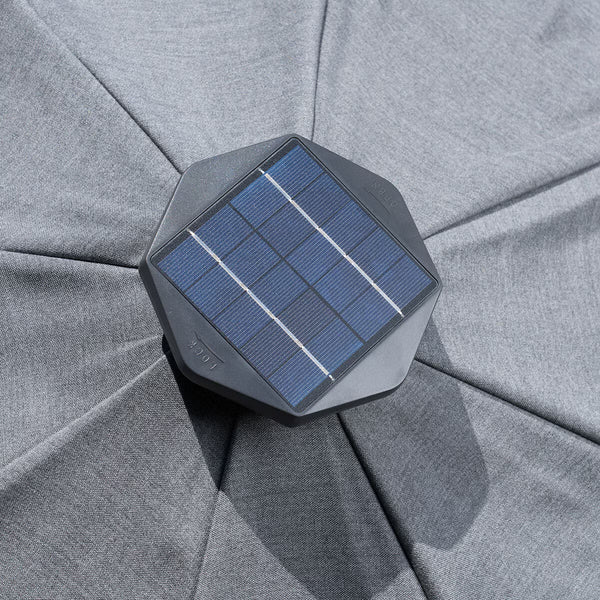 Sunvilla 10Ft (3M) Solar LED round Market Umbrella in Grey