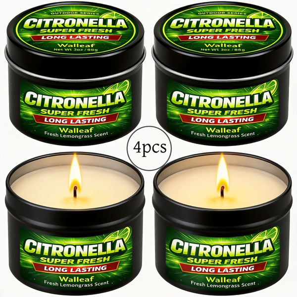 1/4/6pcs Outdoor Citronella (Lemongrass) Scented Candle, Long Lasting Fresh Aroma, Summer Garden Patio Balcony Deck Camping Candle, Black Tin Outdoor Fragrance Candle, Gift for Friends Family Housewarming Evening Use