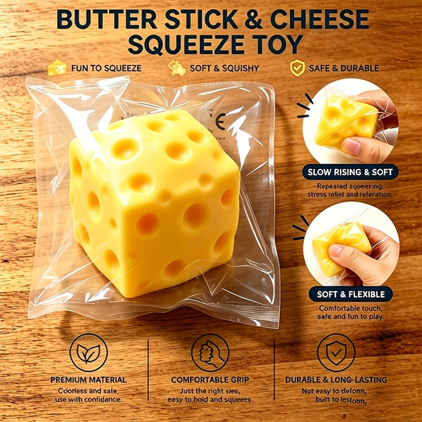 2pcs Viral Butter Squishies, Pop Fidget Toys, Novelty Fun Squeeze Toys, Hand Sensory Slow Rebound Toys, with Subtle Butter Scent, Perfect Birthday & Holiday Surprise Gifts, Random Styles