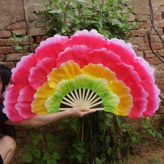 Large Double-Sided Peony Flower Dance Fan - Elegant Square Petal Fan Suitable for Parties, Festivals, Group Performances, Chinese Cultural Props, Plastic Floral Fan for Decor & Traditional Dance Practice