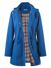 Drawstring Waist Hooded Zip Up Coat, Casual Long Sleeve Coat for Fall & Winter, Women's Clothing