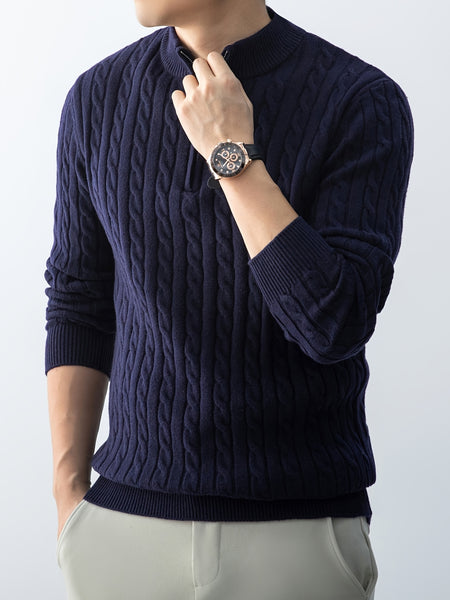Christmas Gift for Men, New Twist Zipper Collar Pullover Sweater, Autumn And Winter Style, with Velvet, Thickened, Warm And Cold-Resistant, Can Be Worn Inside Or Outside, Casual And Versatile Essential, Knit