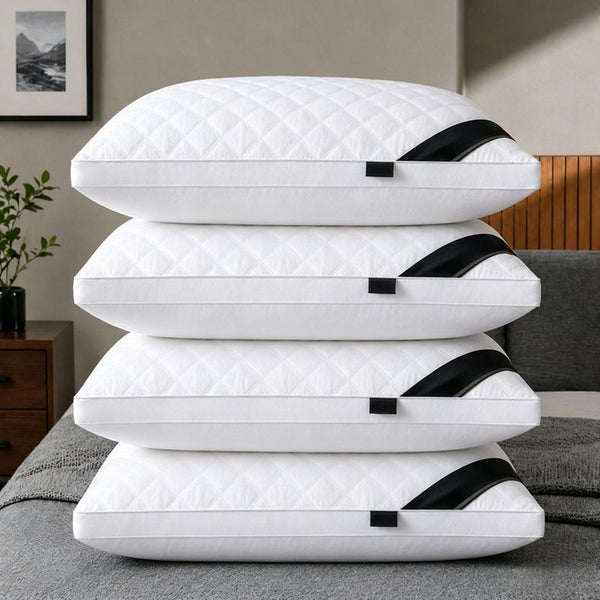 4PCS 5-Star Hotel Quality Pillows Premium Non-Collapsible Pillow Core Soft Breathable Machine Washable All-Season for Home Bedroom Daily Rest Improved Sleep Quality