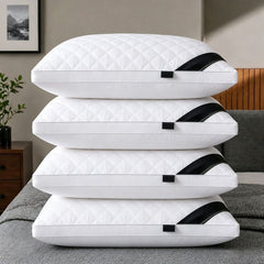 4PCS 5-Star Hotel Quality Pillows Premium Non-Collapsible Pillow Core Soft Breathable Machine Washable All-Season for Home Bedroom Daily Rest Improved Sleep Quality