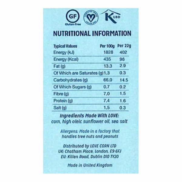 Love Corn Sea Salt Snack Packs, 30 X 20G