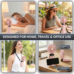 1pc Portable Handheld Fan USB Rechargeable Foldable Mini Desk Fans 5 Speeds, Personal Cooling Fan with Neck Strap for Travel, Office & Outdoor Use, Removable Cover for Easy Clean, Black, Pink, White Options 1 Pack