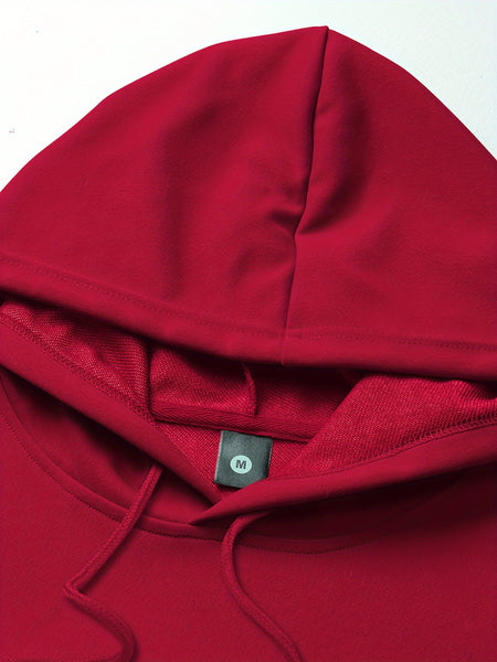 5pcs Men's Long Sleeve Sweatshirt Hoodie, Autumn/Winter Solid Color Plain Hooded Pullover with Drawstring Design and Kangaroo Pocket, Men's Casual Sportswear Top